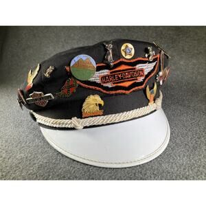 Harley Davidson Captain's hat Kant-Krack white brim motorcycle USA pins 7 rope